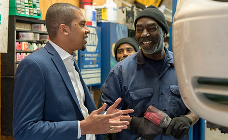 Caylin Young with community members